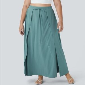 Halara Breezeful Tie Front Flowy Maxi Skirt With Shorts Quick Dry Casual XL